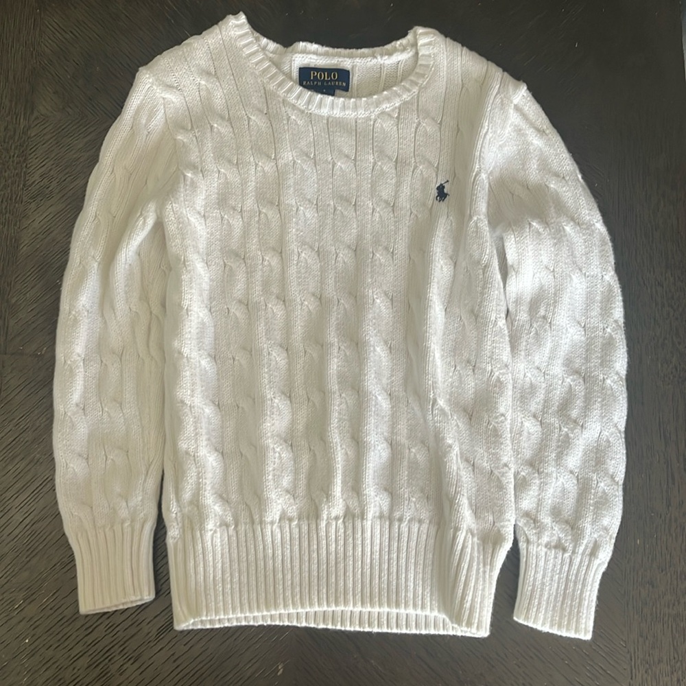 Polo by Ralph Lauren White Cable Knit Sweater